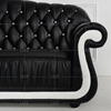 Ensemble de meubles canapé en cuir véritable noir et blanc