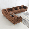 Ensemble de meubles canapé d'angle en cuir marron