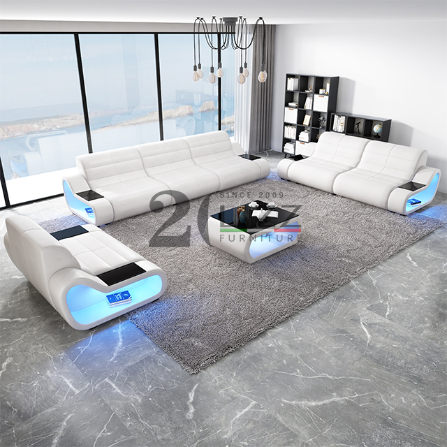 Sofa sectionnel mené en cuir véritable pour le salon