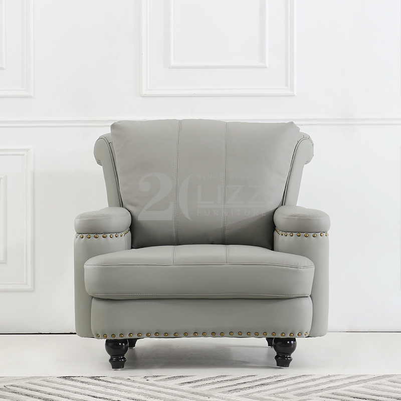 Canapé de salon en cuir de meubles contemporains avec pouf
