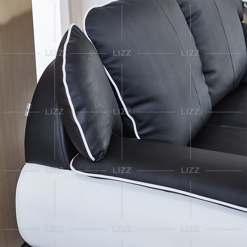 Canapé contemporain américain en cuir noir et blanc