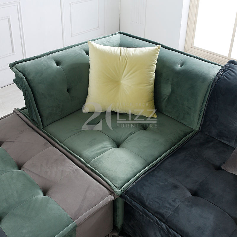 Canapé d'angle contemporain en tissu avec cadre en bois