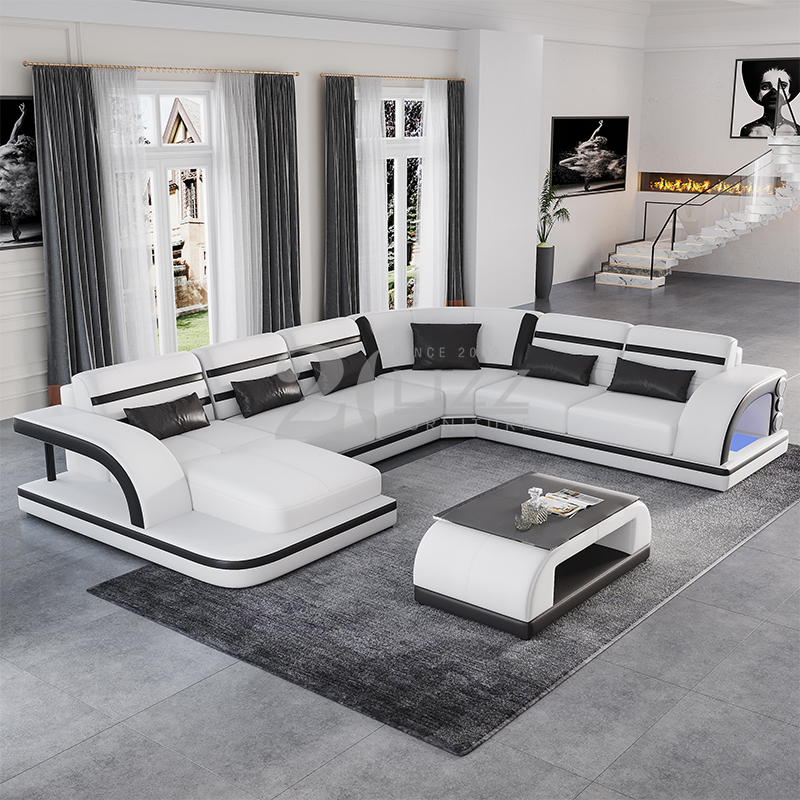 Canapé sectionnel en cuir de meubles de salon de conception européenne