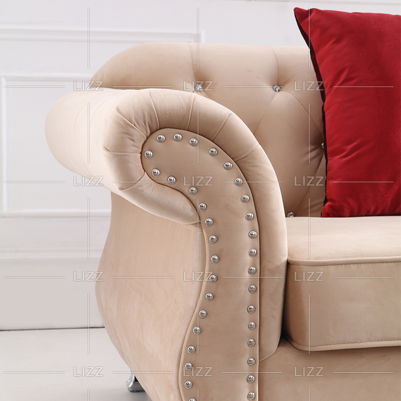 Ensemble de meubles canapé en tissu de velours marron