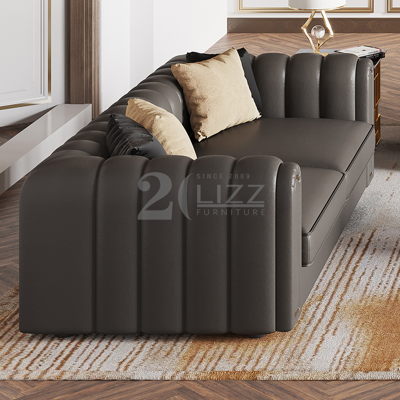 Canapé de salon en cuir moderne avec table basse