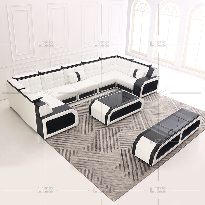 Canapé sectionnel élégant en toile avec table basse